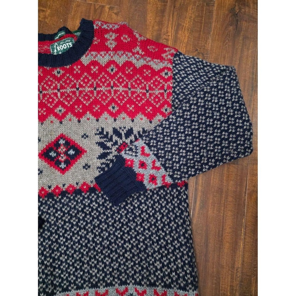 Roots Outdoors Canadian 100% Wool Mens Medium Fair Isle Crew Neck Sweater - Picture 4 of 7